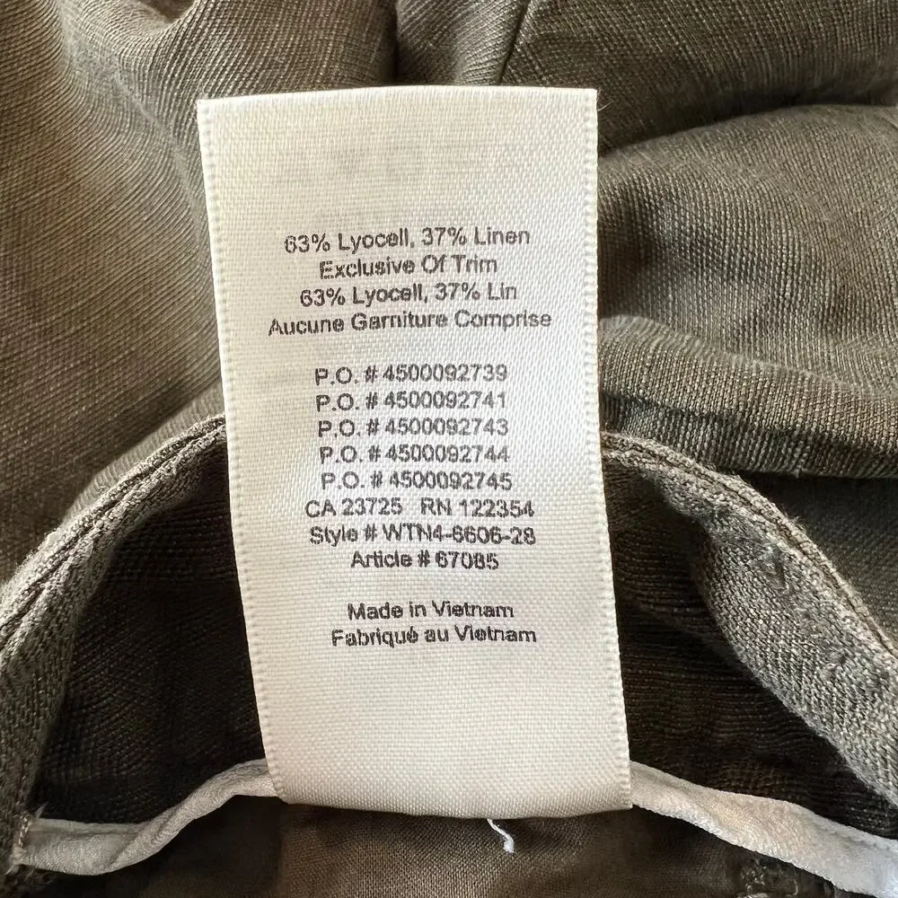 Wilfred Aritzia Effortless Pants Women's 4 Green Crop High Rise Wide Leg Linen
